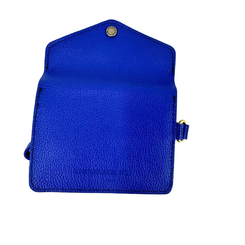 NEW Portland Leather Goods Button Wallet Wristlet in electric blue - Picture 3 of 3